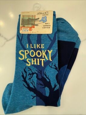 Blue Q Socks, Blue Women’s Crew, I Like Spooky Shit, New